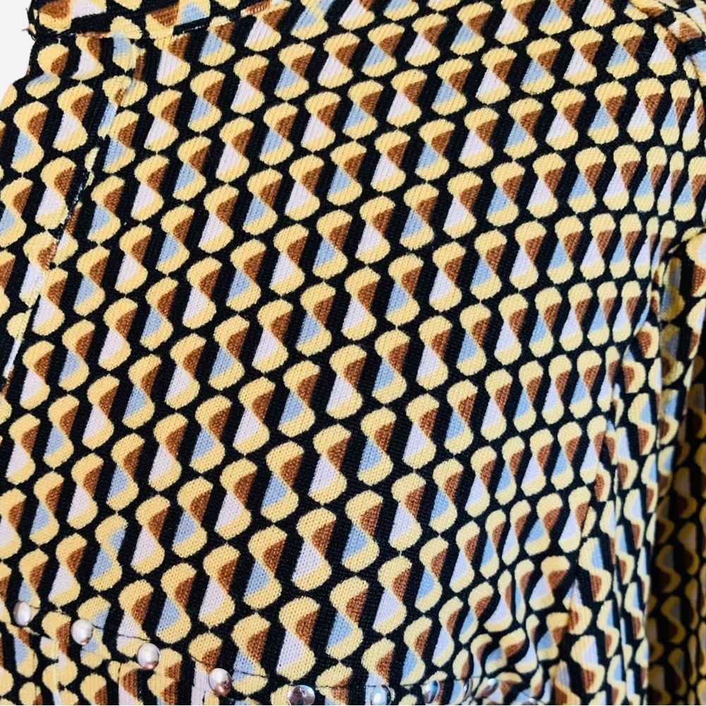 COCOMO 3X yellow brown poly spandex flannel 3/4 sleeve women’s Pintuck tunic - Picture 5 of 15